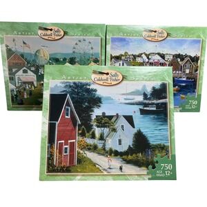 Set of 3 Sally Caldwell Fisher Artist Series Jigsaw Puzzles 750 Piece‎ COMPLETE!